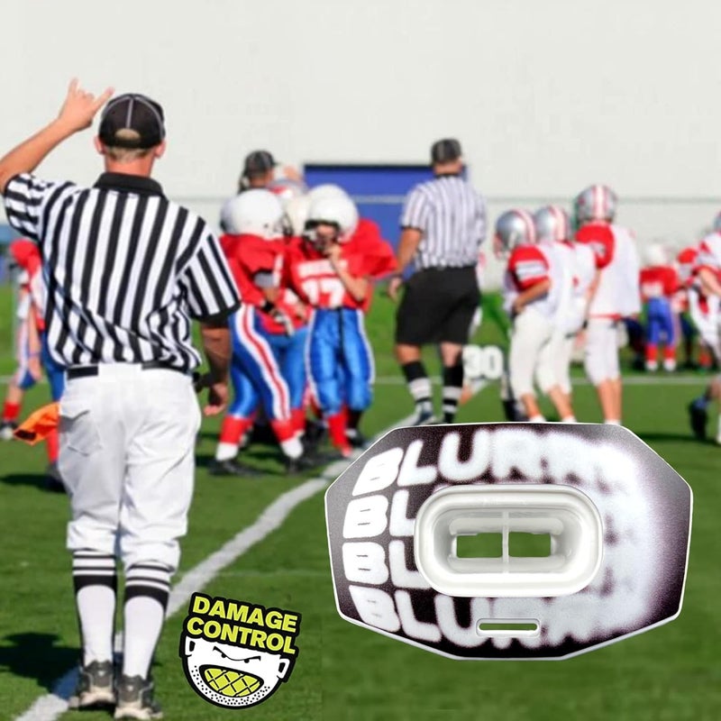 DAMAGE CONTROL Youth Football Mouth Guard – Breathable No Boil Mouthpiece, Protects Lips & Teeth, Works with Braces, Includes Helmet Strap – Sports Gear & Accessories (Blurr) - Image 5